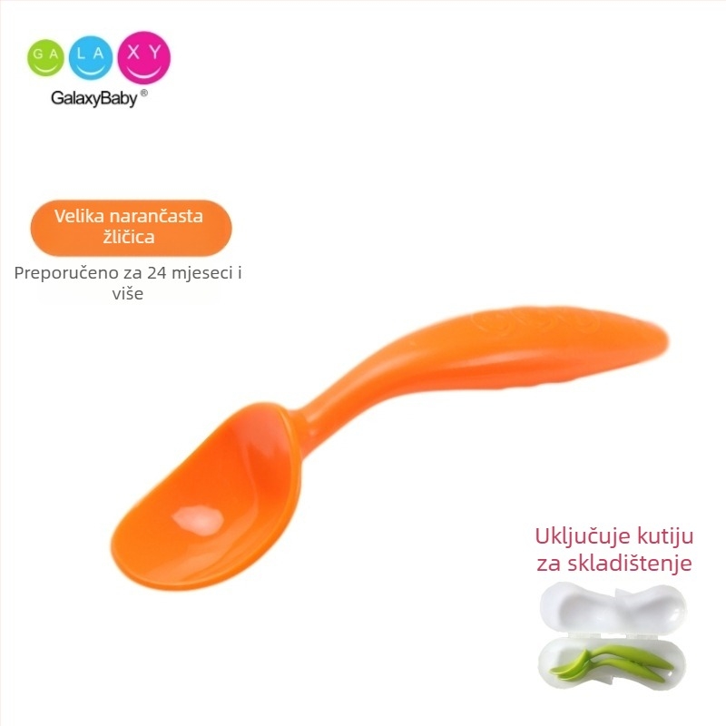 Set žlica s savijenim završetkom za bebe — nehrđajući čelik, edukativni pribor za hranjenje djece iznad 3 mjeseca