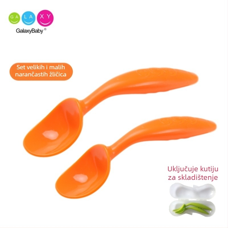 Set žlica s savijenim završetkom za bebe — nehrđajući čelik, edukativni pribor za hranjenje djece iznad 3 mjeseca