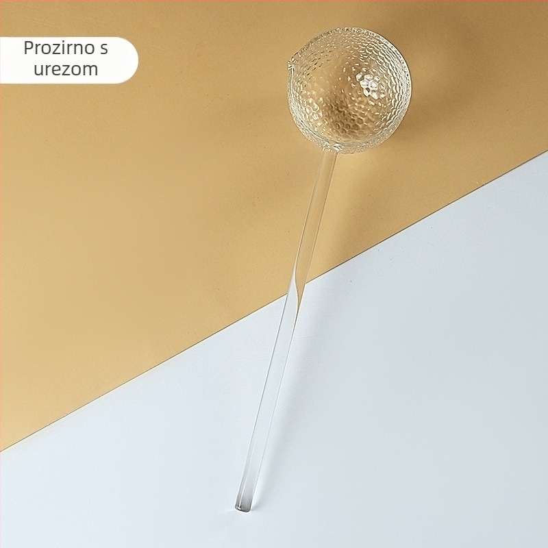 Staklena žličica za čaj s dugim drškom, ručno izrađena, moderni minimalistički stil, novi kineski stil