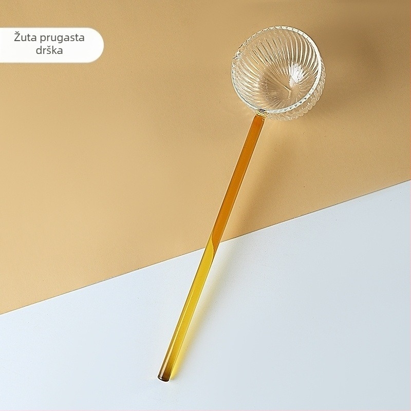 Staklena žličica za čaj s dugim drškom, ručno izrađena, moderni minimalistički stil, novi kineski stil