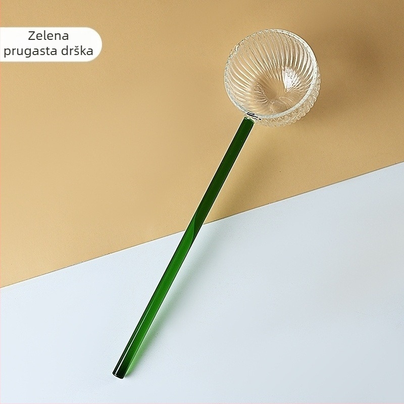 Staklena žličica za čaj s dugim drškom, ručno izrađena, moderni minimalistički stil, novi kineski stil