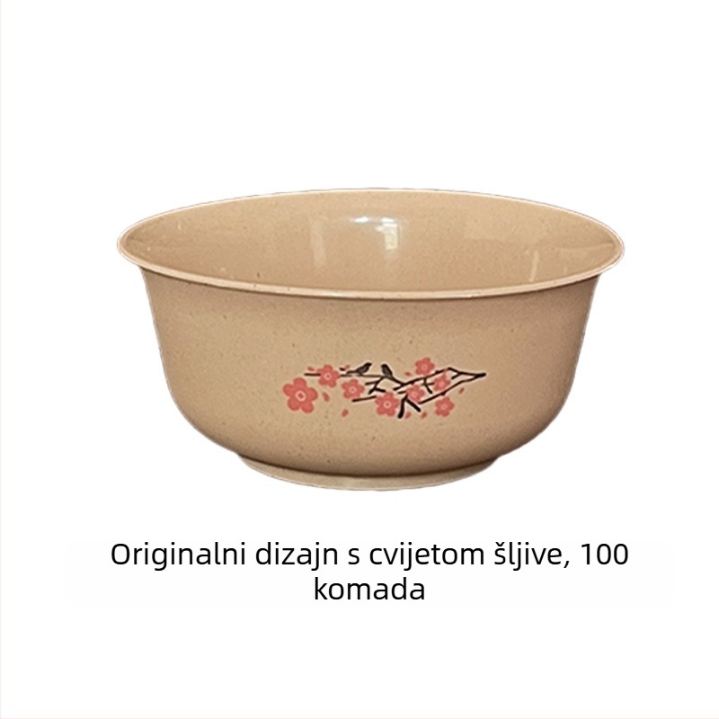 Jednokratne zdjele od ljuske riže, biološki razgradivi materijal, okruglog oblika, za kućnu i poslovnu upotrebu, moguć otisak logotipa