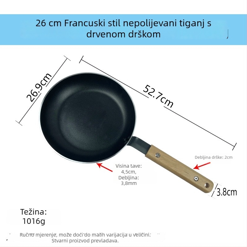 Tiganj za prženje s neprijanjivim premazom, velik profesionalni za hoteli i restorane, kompatibilan s plinskom i indukcijskom pločom, dubina 4,5 cm, višeslojno dno, aluminijska legura
