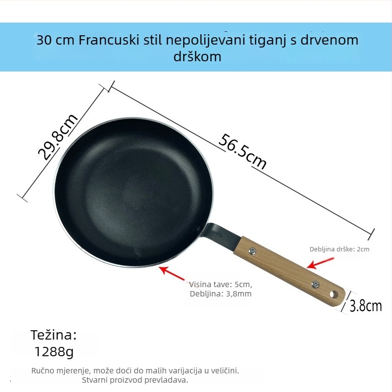 Tiganj za prženje s neprijanjivim premazom, velik profesionalni za hoteli i restorane, kompatibilan s plinskom i indukcijskom pločom, dubina 4,5 cm, višeslojno dno, aluminijska legura