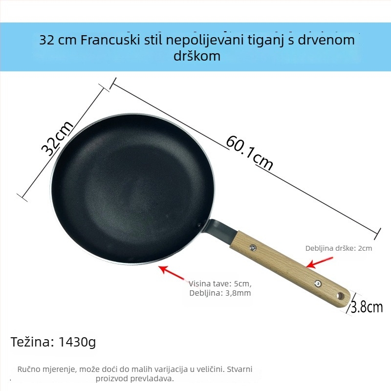 Tiganj za prženje s neprijanjivim premazom, velik profesionalni za hoteli i restorane, kompatibilan s plinskom i indukcijskom pločom, dubina 4,5 cm, višeslojno dno, aluminijska legura