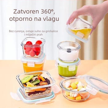 Staklena kutija za hranu za bebe od borosilikatnog stakla, pravokutnog oblika, dvostruki sloj, mikrovalna kompatibilna, zdjela za paru jaja, kapacitet 300–800 ml