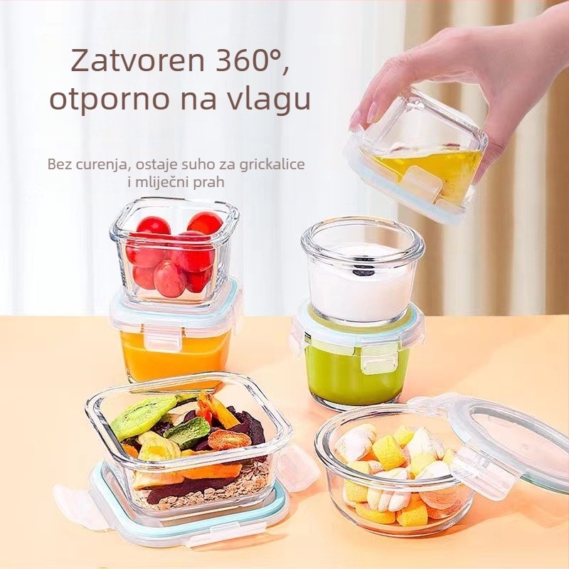 Staklena kutija za hranu za bebe od borosilikatnog stakla, pravokutnog oblika, dvostruki sloj, mikrovalna kompatibilna, zdjela za paru jaja, kapacitet 300–800 ml