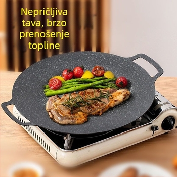 Ovalni grill tiganj od nehrđajućeg čelika 304, sklopiva konstrukcija od lijevanog željeza — model 640581328991