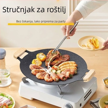 Ovalni grill tiganj od nehrđajućeg čelika 304, sklopiva konstrukcija od lijevanog željeza — model 640581328991