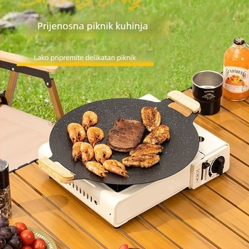 Ovalni grill tiganj od nehrđajućeg čelika 304, sklopiva konstrukcija od lijevanog željeza — model 640581328991