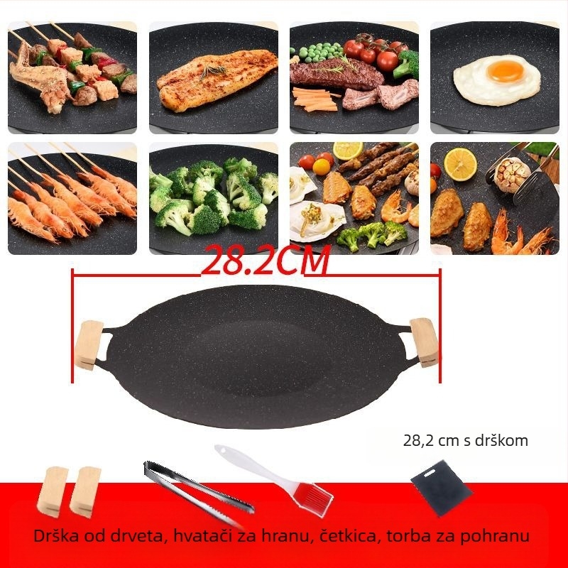 Ovalni grill tiganj od nehrđajućeg čelika 304, sklopiva konstrukcija od lijevanog željeza — model 640581328991