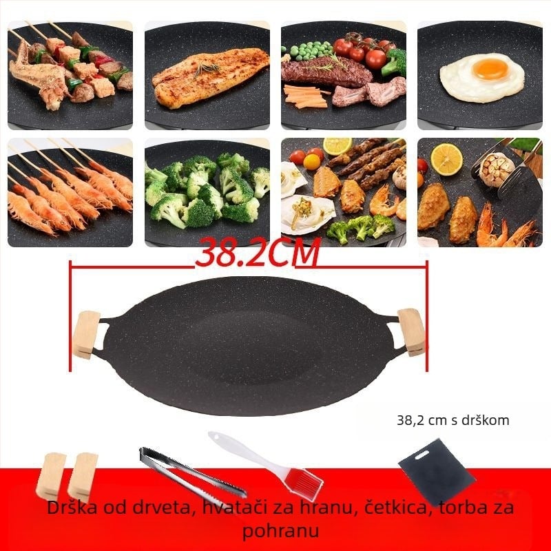 Ovalni grill tiganj od nehrđajućeg čelika 304, sklopiva konstrukcija od lijevanog željeza — model 640581328991