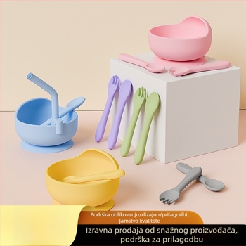 Set silikonskih žlica i vilica za bebe – silikon za prehranu, 2 komada, od 3 mjeseca, marka Shundong silicone