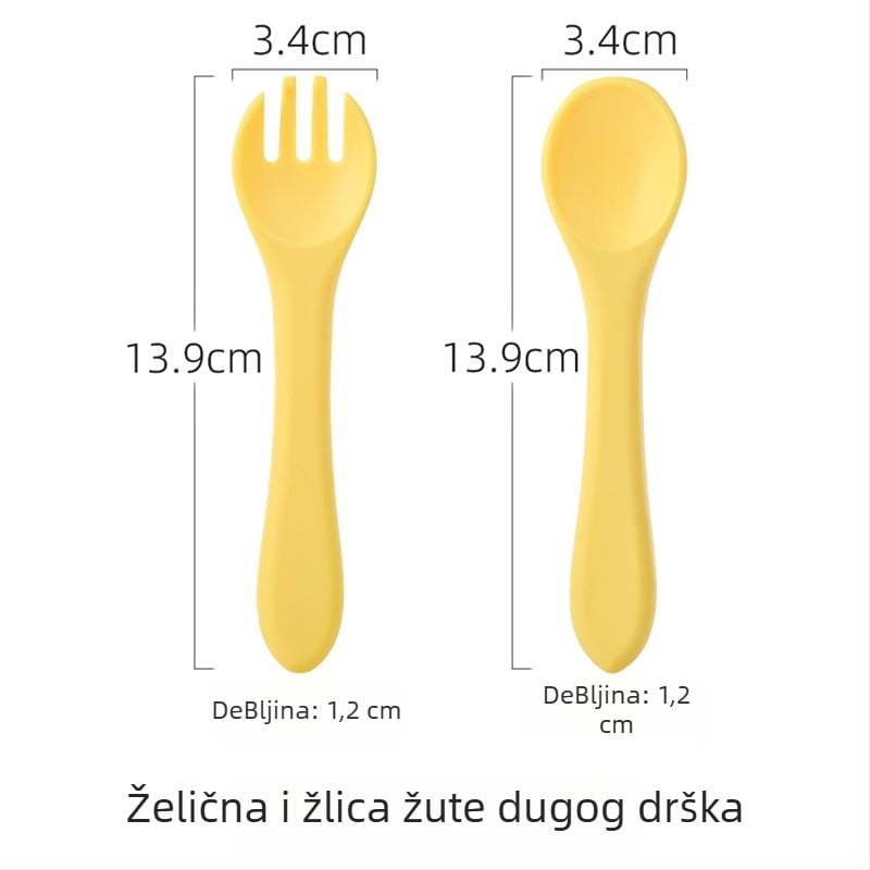 Set silikonskih žlica i vilica za bebe – silikon za prehranu, 2 komada, od 3 mjeseca, marka Shundong silicone