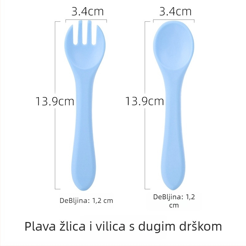 Set silikonskih žlica i vilica za bebe – silikon za prehranu, 2 komada, od 3 mjeseca, marka Shundong silicone