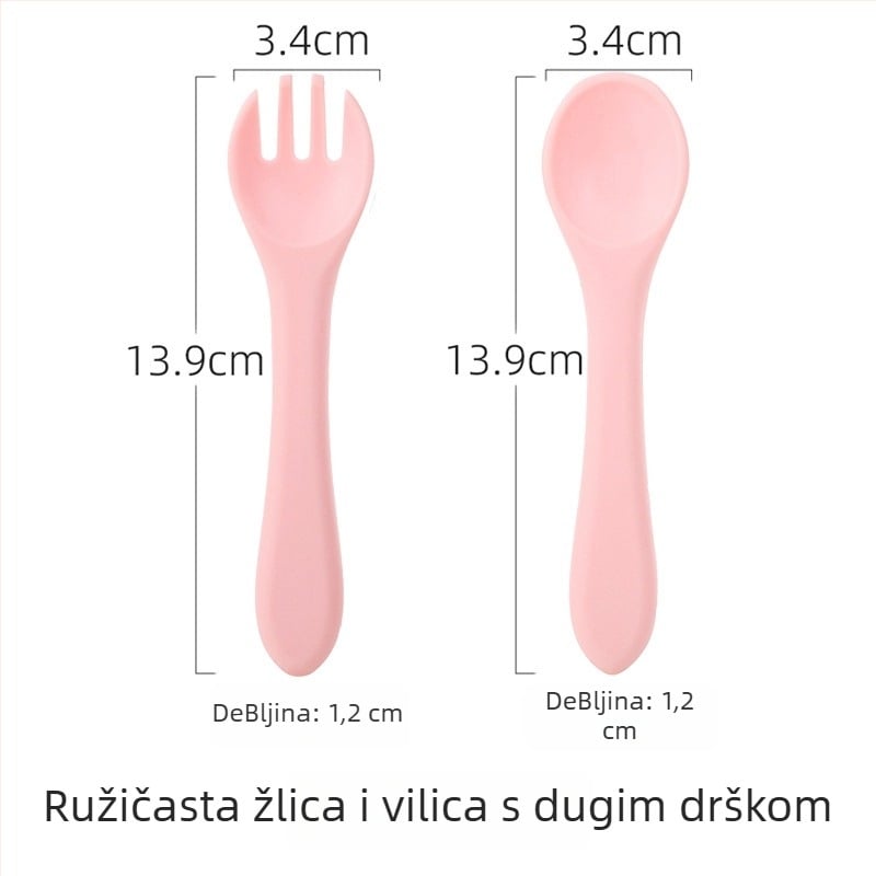 Set silikonskih žlica i vilica za bebe – silikon za prehranu, 2 komada, od 3 mjeseca, marka Shundong silicone