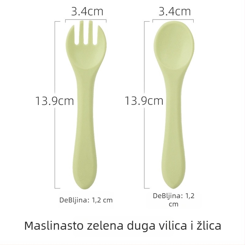 Set silikonskih žlica i vilica za bebe – silikon za prehranu, 2 komada, od 3 mjeseca, marka Shundong silicone
