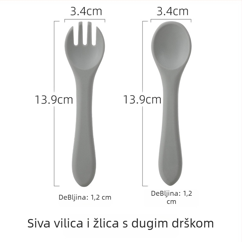 Set silikonskih žlica i vilica za bebe – silikon za prehranu, 2 komada, od 3 mjeseca, marka Shundong silicone