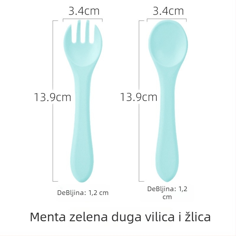 Set silikonskih žlica i vilica za bebe – silikon za prehranu, 2 komada, od 3 mjeseca, marka Shundong silicone