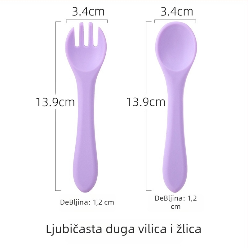 Set silikonskih žlica i vilica za bebe – silikon za prehranu, 2 komada, od 3 mjeseca, marka Shundong silicone