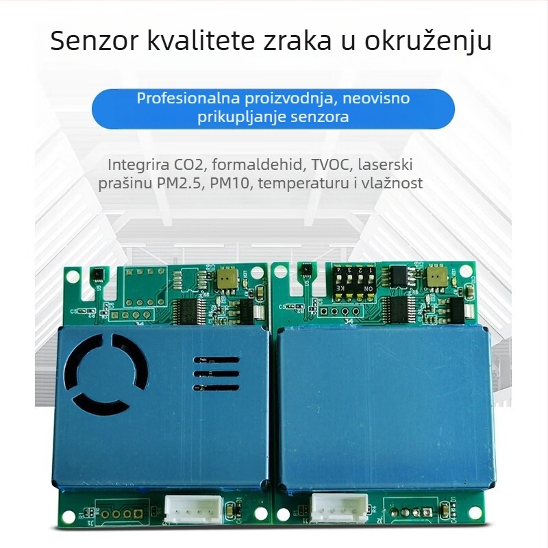 7-u-1 senzor modul za kvalitetu zraka: CO2, formaldehid, PM2.5/PM10, TVOC, temperatura i vlaga; RS485/UART sučelje; elektrokemijski senzor