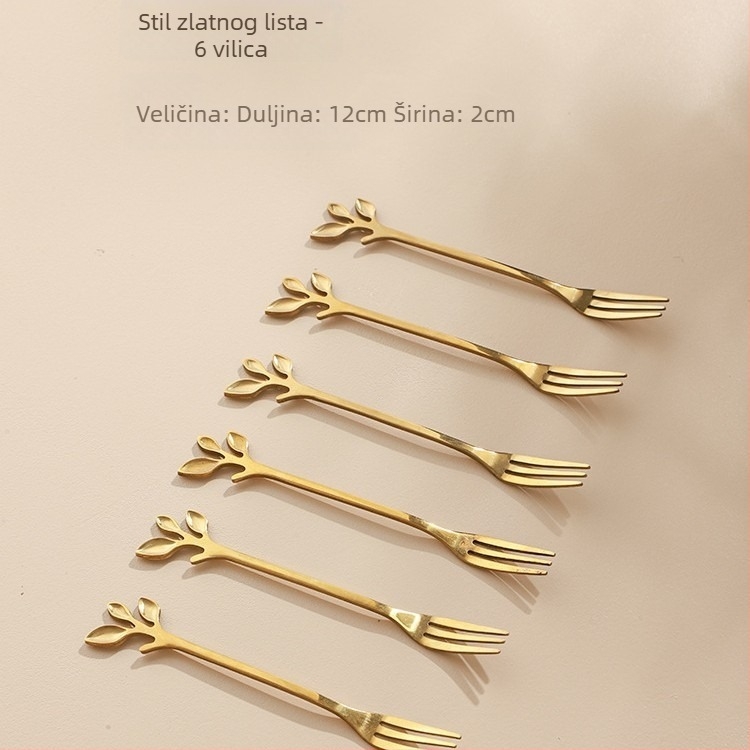 Set vilica za voće od nehrđajućeg čelika u stilu laganog luksuza retro, marka Nino, bez logotipa