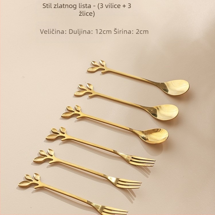 Set vilica za voće od nehrđajućeg čelika u stilu laganog luksuza retro, marka Nino, bez logotipa