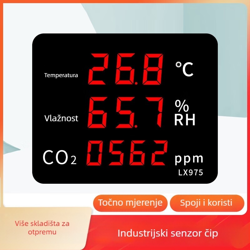 Unutarnji mjerač kvalitete zraka s temperaturom, vlagom, CO2, formaldehidom i PM2.5 detektorom