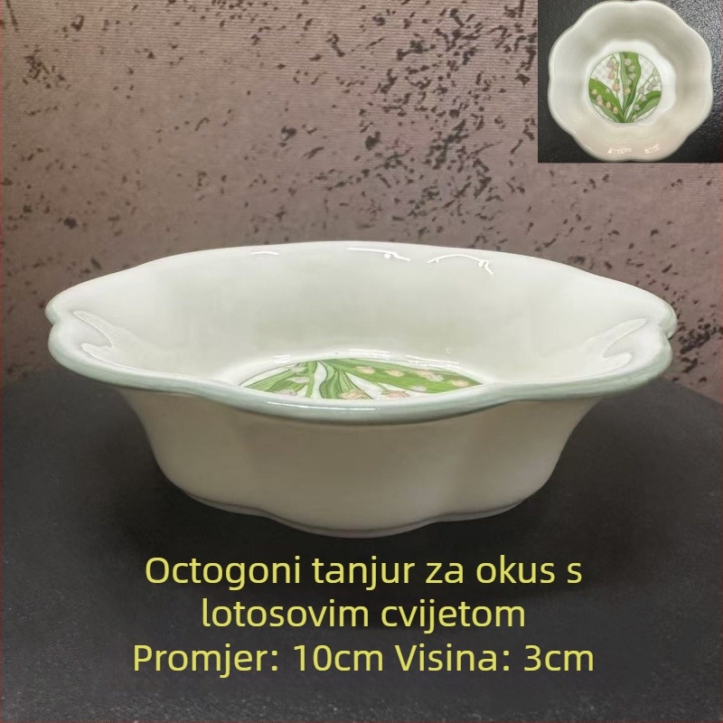 Porcelanske posude za umak, japanski stil, okrugle, set od 6, uzorak biljaka i cvijeća