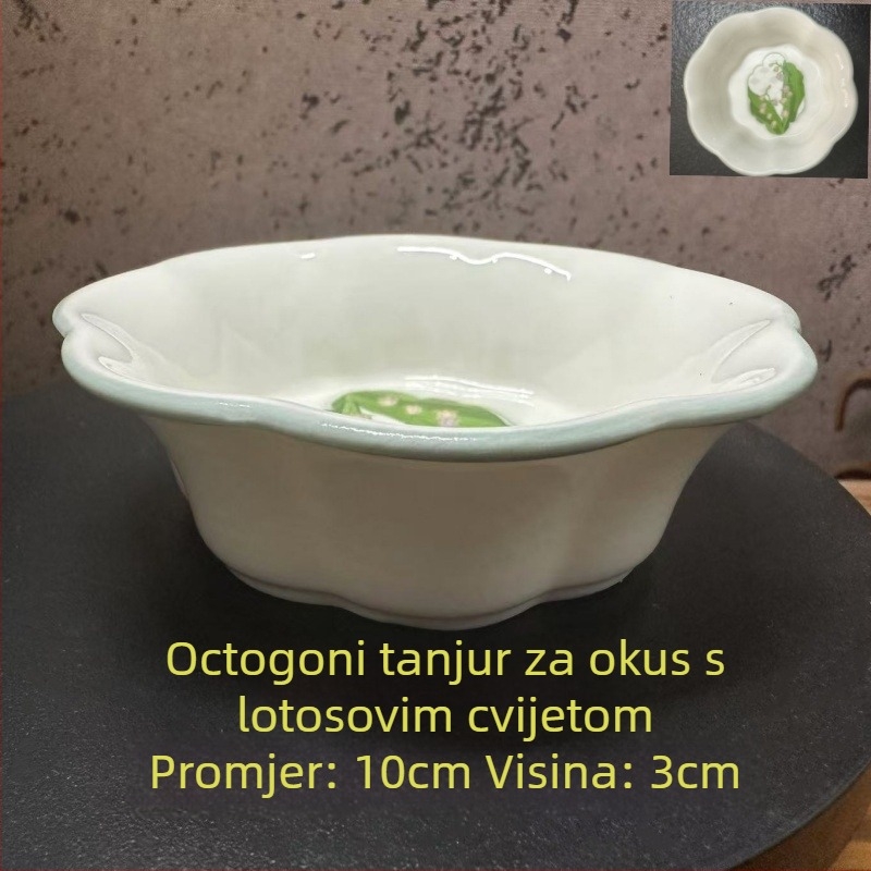 Porcelanske posude za umak, japanski stil, okrugle, set od 6, uzorak biljaka i cvijeća