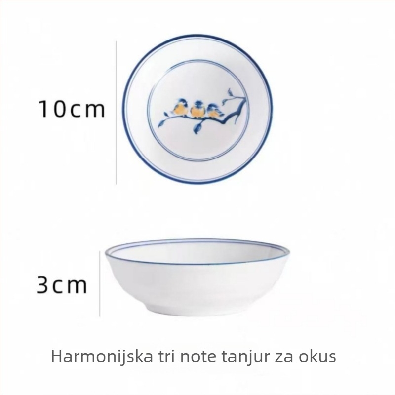 Porcelanske posude za umak, japanski stil, okrugle, set od 6, uzorak biljaka i cvijeća