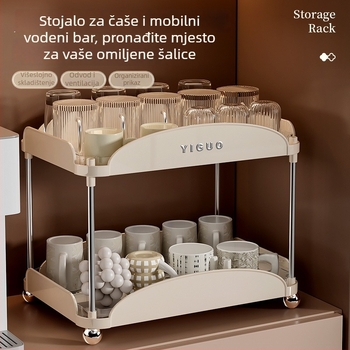 Stalak za čaše s dvostrukim odvodom, stolni, ABS+PET, moderan minimalistički dizajn