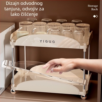 Stalak za čaše s dvostrukim odvodom, stolni, ABS+PET, moderan minimalistički dizajn