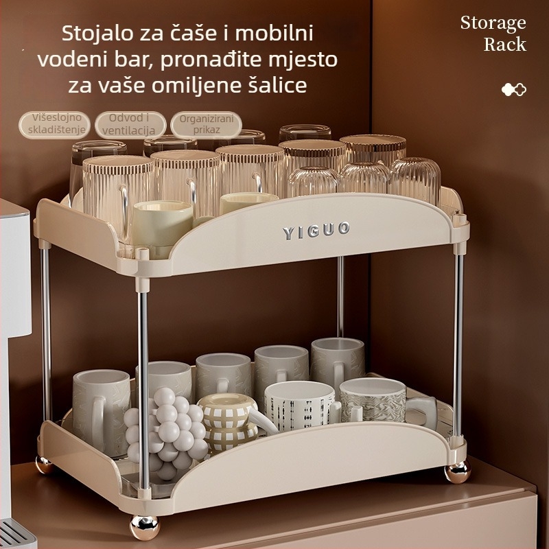 Stalak za čaše s dvostrukim odvodom, stolni, ABS+PET, moderan minimalistički dizajn