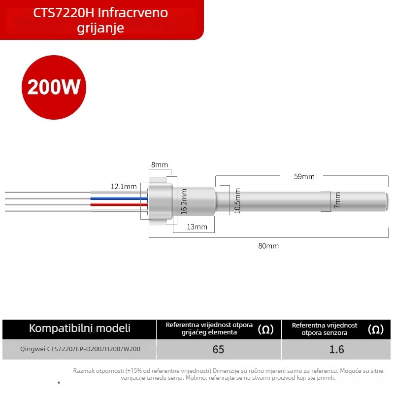 Četverovodični grijni jezgreni element za lemilicu – 150 W, kompatibilan Huanghua 907S, 905S, EP-D100, EP-D200W