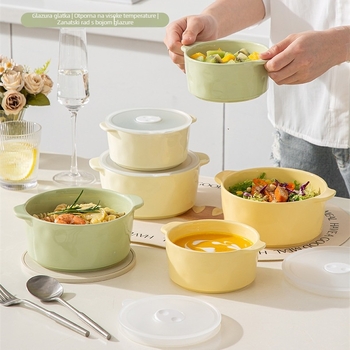 Keramička posuda za očuvanje svježine s poklopcem, mikrovalno pogodna, kapacitet 301–500 ml