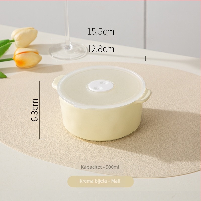 Keramička posuda za očuvanje svježine s poklopcem, mikrovalno pogodna, kapacitet 301–500 ml