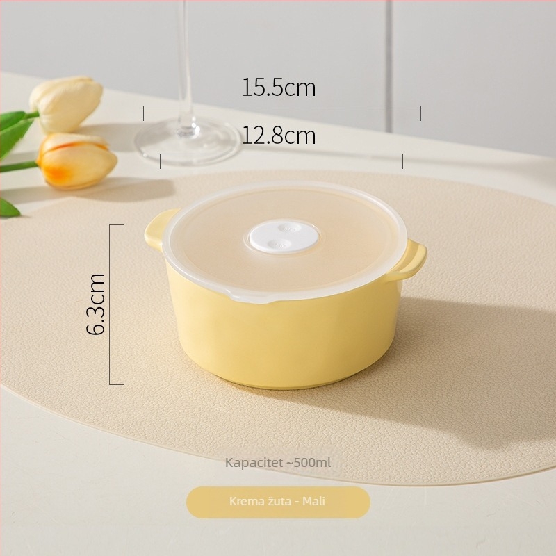 Keramička posuda za očuvanje svježine s poklopcem, mikrovalno pogodna, kapacitet 301–500 ml