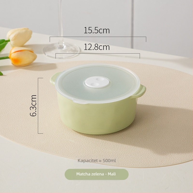 Keramička posuda za očuvanje svježine s poklopcem, mikrovalno pogodna, kapacitet 301–500 ml