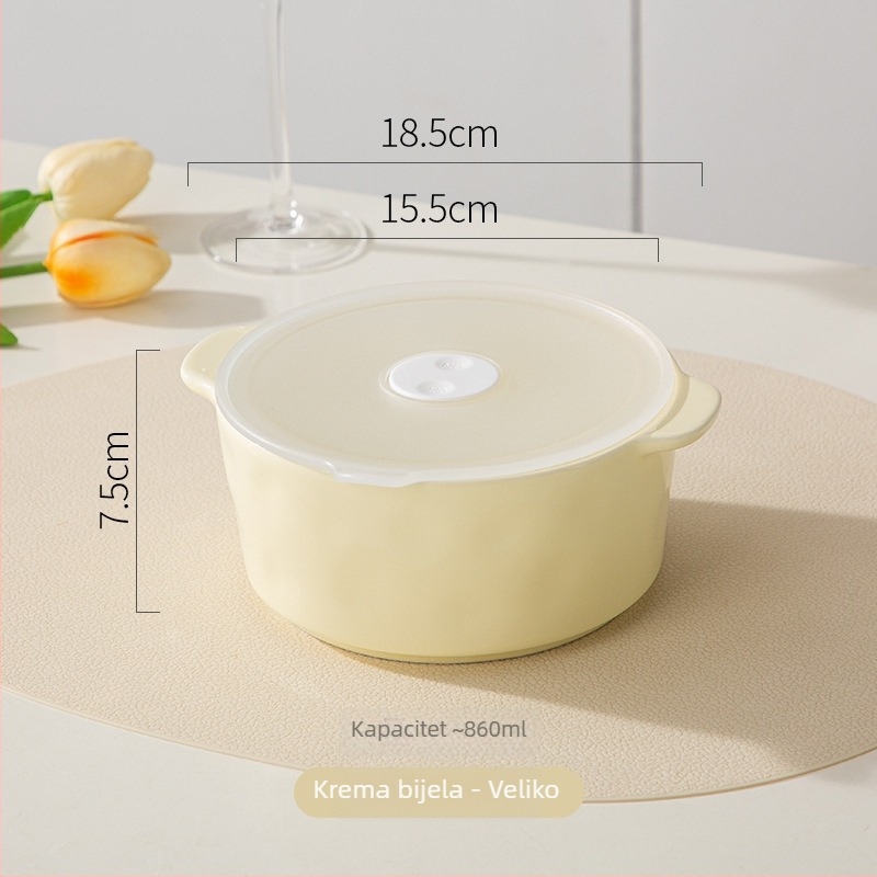 Keramička posuda za očuvanje svježine s poklopcem, mikrovalno pogodna, kapacitet 301–500 ml