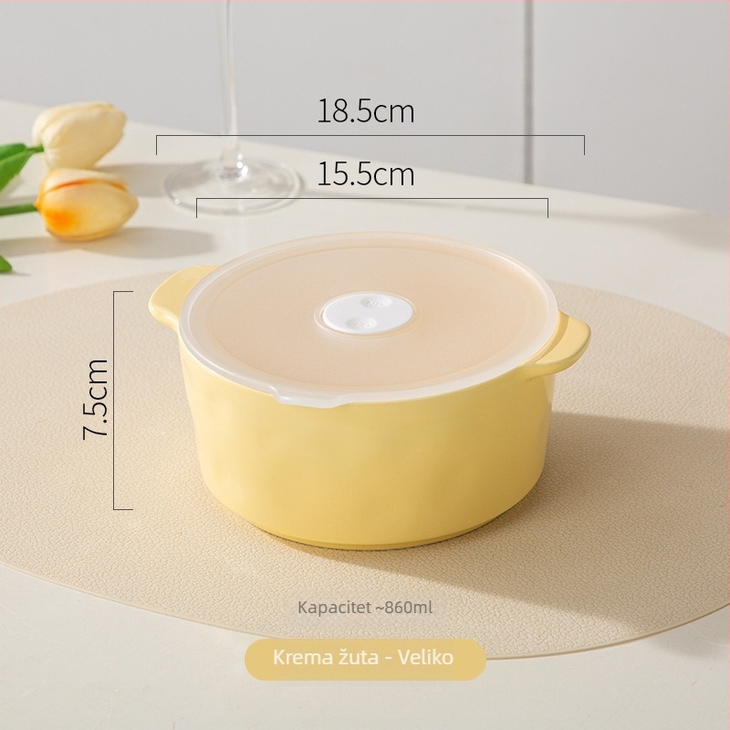 Keramička posuda za očuvanje svježine s poklopcem, mikrovalno pogodna, kapacitet 301–500 ml