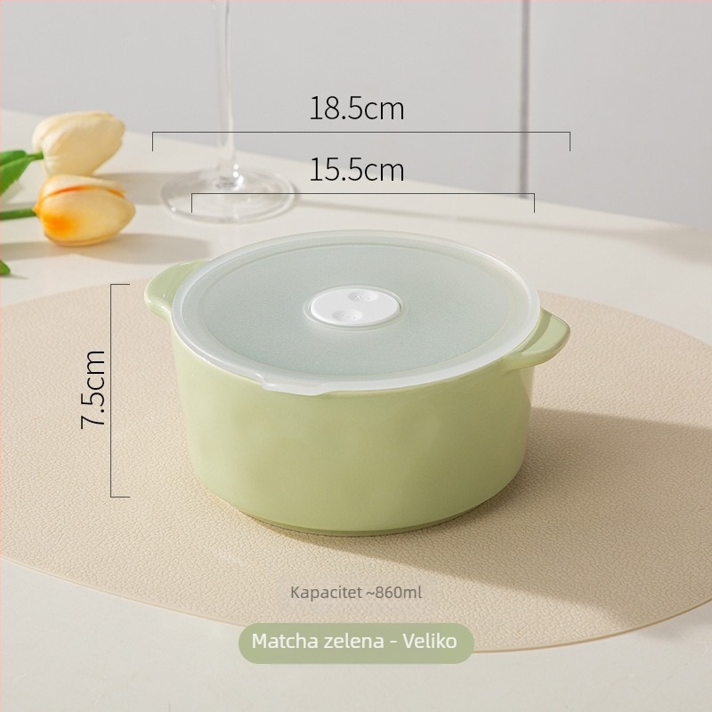 Keramička posuda za očuvanje svježine s poklopcem, mikrovalno pogodna, kapacitet 301–500 ml