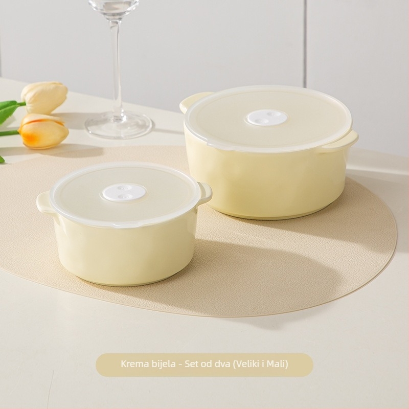 Keramička posuda za očuvanje svježine s poklopcem, mikrovalno pogodna, kapacitet 301–500 ml