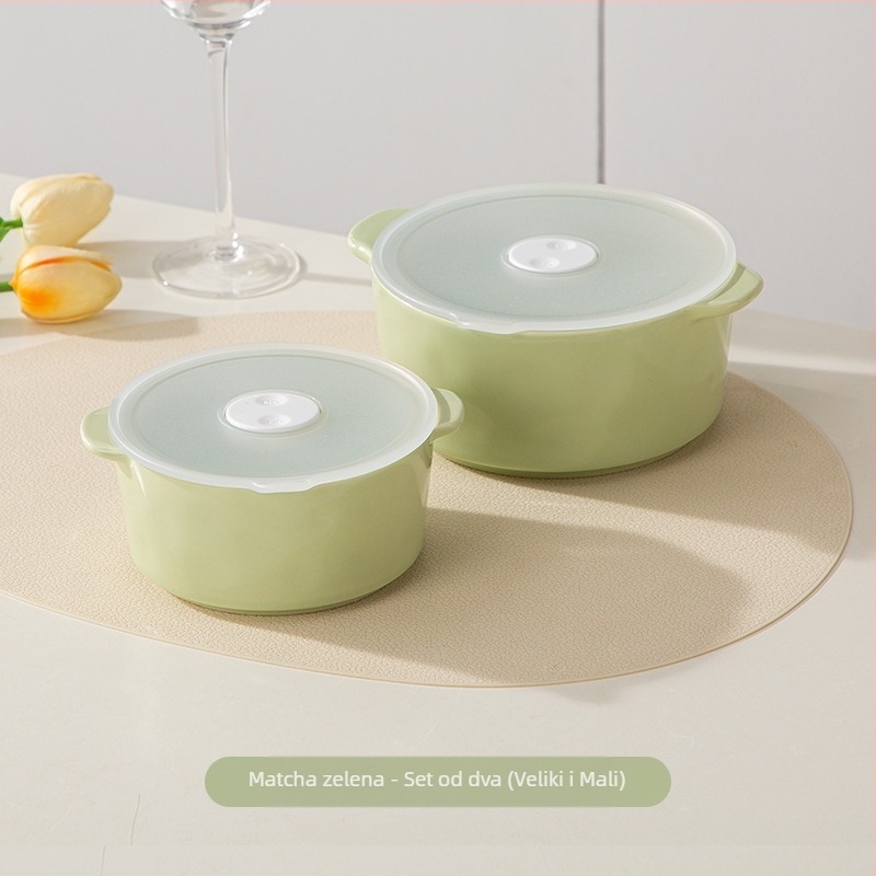 Keramička posuda za očuvanje svježine s poklopcem, mikrovalno pogodna, kapacitet 301–500 ml