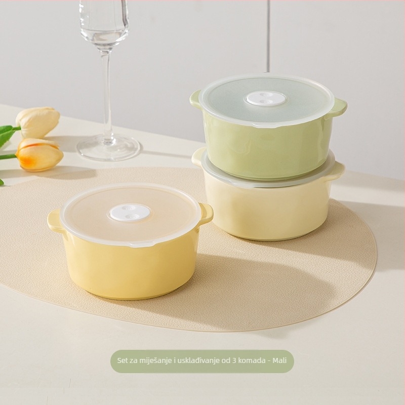 Keramička posuda za očuvanje svježine s poklopcem, mikrovalno pogodna, kapacitet 301–500 ml