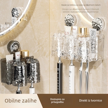 Držač za četkice za zube na zidu s usisnom čašom, PET materijal, 32 komada u kutiji