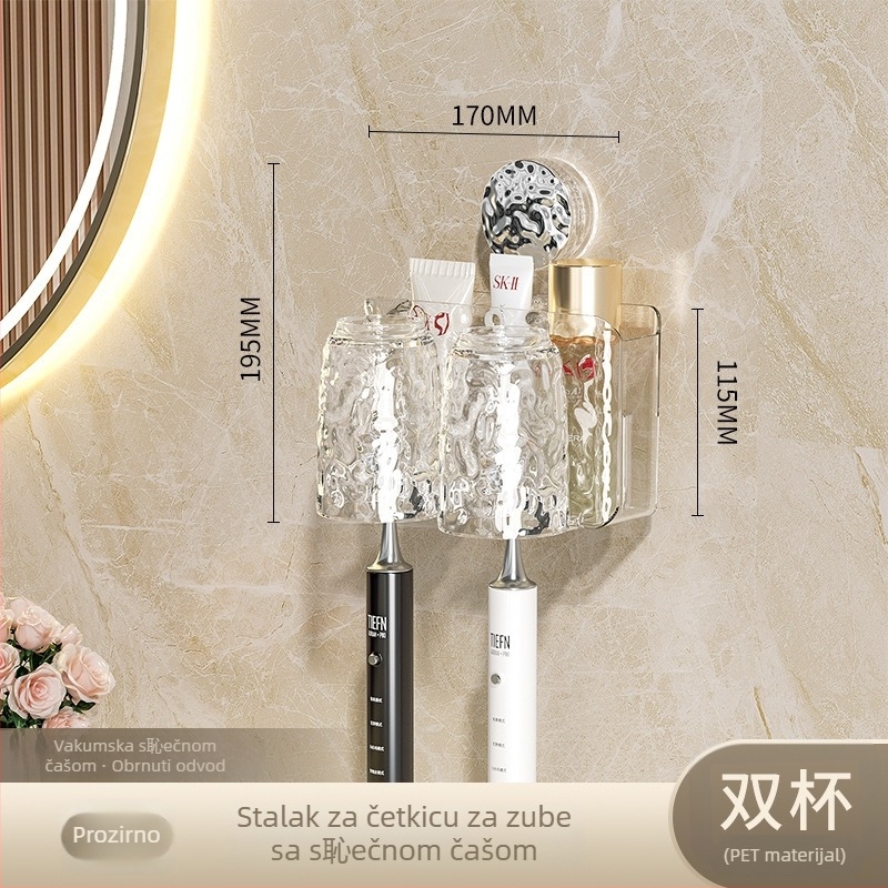 Držač za četkice za zube na zidu s usisnom čašom, PET materijal, 32 komada u kutiji