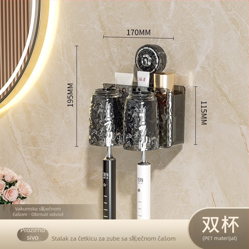 Držač za četkice za zube na zidu s usisnom čašom, PET materijal, 32 komada u kutiji