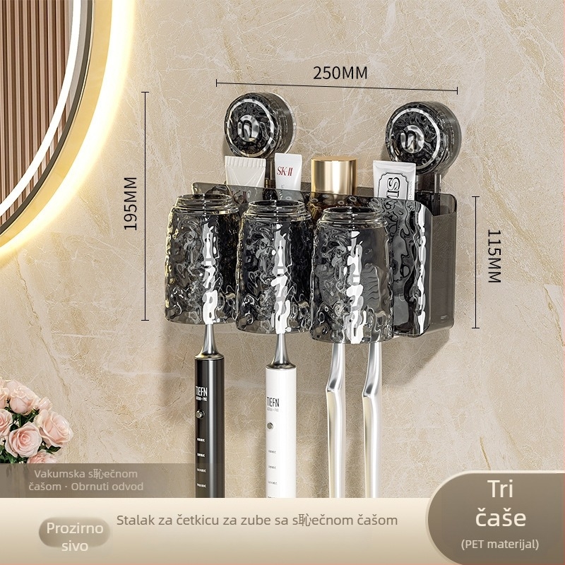 Držač za četkice za zube na zidu s usisnom čašom, PET materijal, 32 komada u kutiji