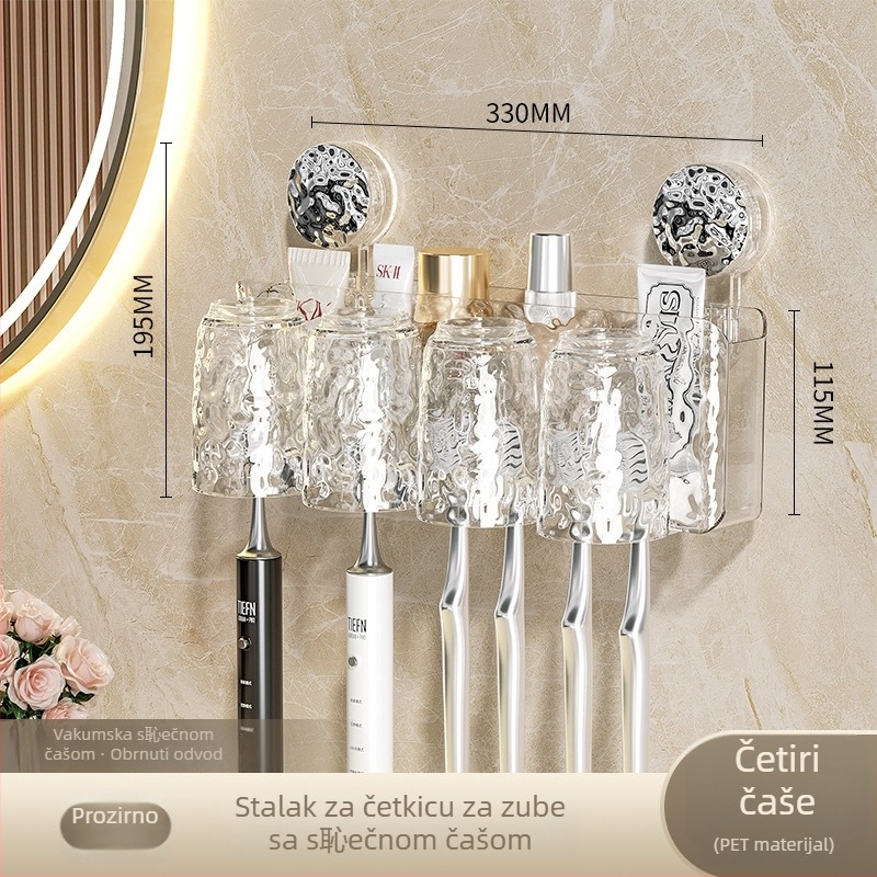 Držač za četkice za zube na zidu s usisnom čašom, PET materijal, 32 komada u kutiji